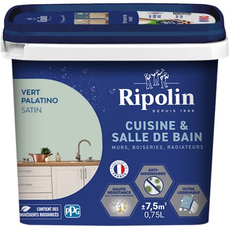 RIPOLIN Peinture mur, RIPOLIN cuisine et bain, 0.75 litre, vert palatino satin (1/5)