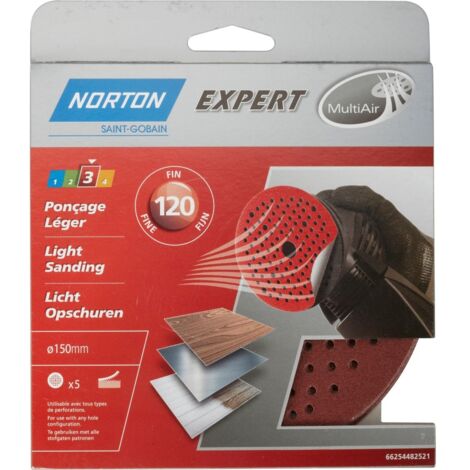 NORTON Lot De 5 Disques Abrasifs Norton, 150 Mm, Grains 120 (1/3)
