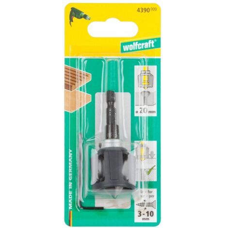 Wolfcraft – Foret fraise 20mm avec butée de profondeur – Emmanchement hexagonal – Pour bois dur et teck – Coupe nette sans éclat (1/3)