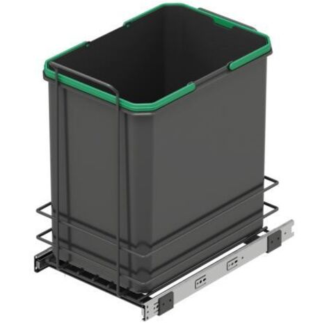 EMUCA poubelle de recyclage pour montage inférieur et extraction manuelle pour meuble de cuisine Recycle 1x35 litres - Plastique gris anthracite (1/10)