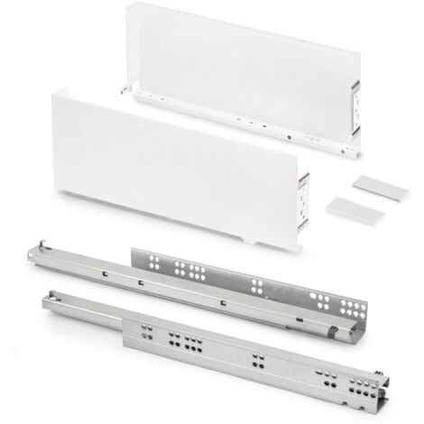 Emuca Tiroir extérieur Simplex 25kg hauteur 159mm, profondeur 490mm, acier, peint en blanc