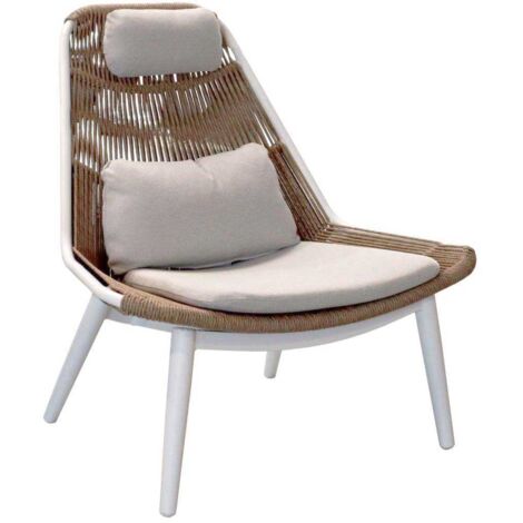 PROLOISIRS Fauteuil lounge - COMO - Blanc / Wicker Twist naturel - Aluminium époxy (1/2)