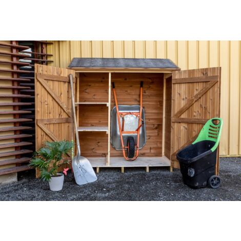Habrita – Abri mural en bois thermo chauffé 1,34 m² – Feutre bitumé – Plancher inclus – Résistance aux intempéries – Dimensions 1,76 x 0,76 m (1/6)