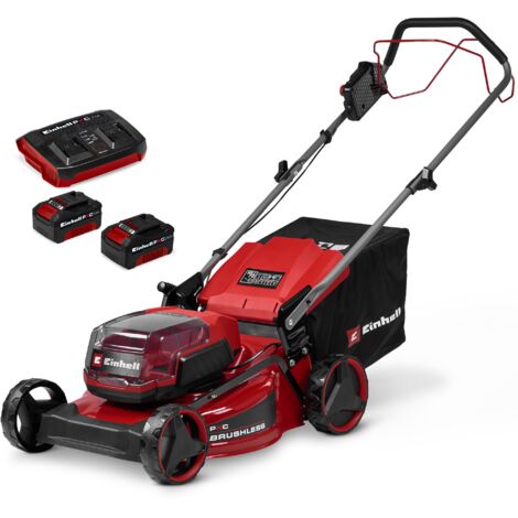 Einhell Tondeuse à gazon sans fil GC-CM 36/46 S Li BL Kit PXC (36V, largeur de coupe 46cm, max. 500 m²,bac 50L) Livré avec 2 batteries 4,0 Ah et Chargeur Double