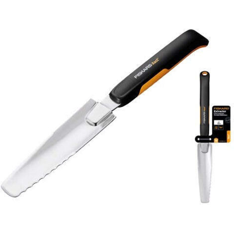 Fiskars – Couteau désherbeur manuel 396mm – Tête en acier inoxydable – Poignée Softgrip pour confort – Élimination des mauvaises herbes tenaces