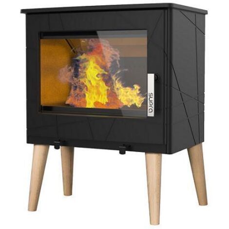 Supra – Poêle à bois étanche en fonte 9.1 kW – Double combustion pour rendement optimal – Vitre propre – Pour espaces de 87 à 165 m²