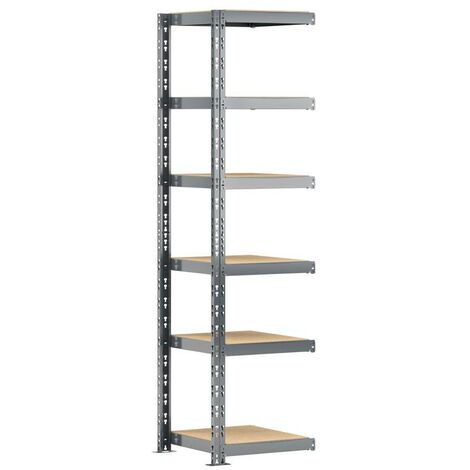 Extension étagère charge lourde modulable 50 cm – 6 plateaux 250 kg/plateau – Acier époxy gris foncé – Montage rapide sans vis – Modulo Storage (1/3)