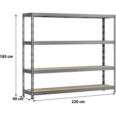 MODULO STORAGE Lot de 3 étagères Rack - 4 plateaux - 220 x 40 cm - charge lourde (1/3)