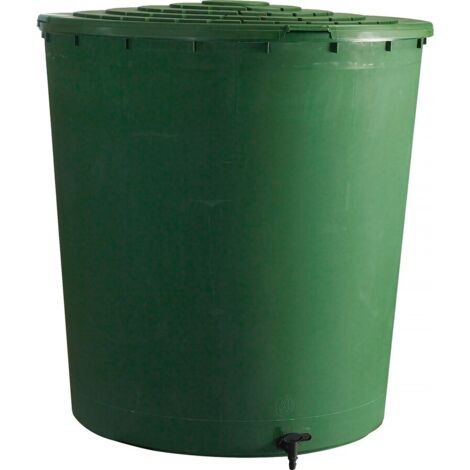 BELLI Récupérateur à eau rond 200L vert - couvercle clipsé et robinet (1/3)