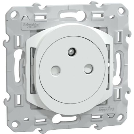 Prise double affleurante avec terre 16A blanc - Odace - Schneider (1/3)