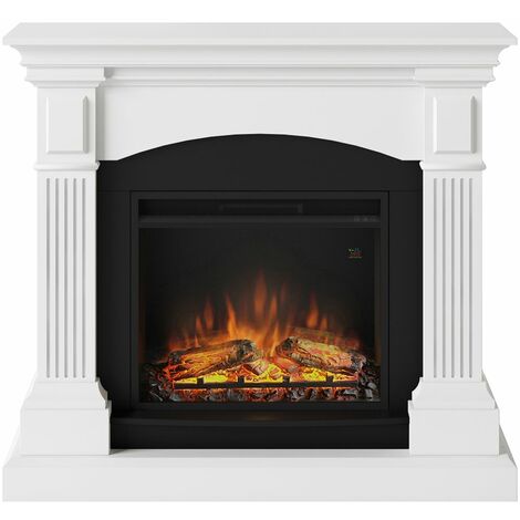 Cheminée électrique décorative Magna blanche – Puissance 1500W – Surface d'action 37m² – Thermostat numérique – Télécommande incluse – Tagu