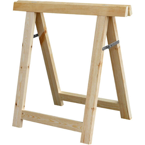 Outifrance – Tréteau industriel en bois 80x80 cm – Section des montants 58x28 mm – Charnières vissées – Compas en acier 100 mm