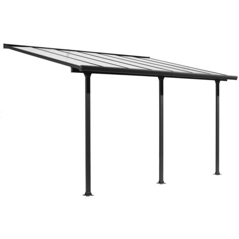 Habrita – Toit terrasse aluminium gris anthracite 15,38 m² – Panneaux polycarbonate 6 mm anti-UV – Structure robuste et durable – Installation facile (1/6)