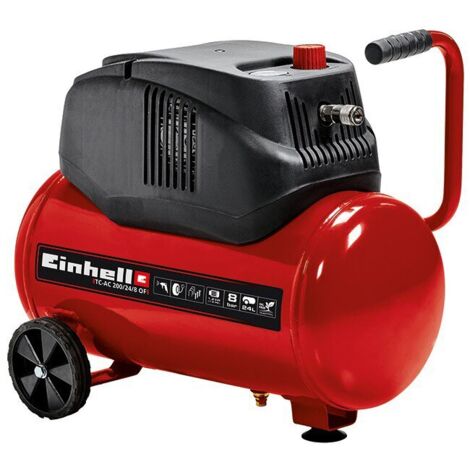 Einhell Compresseur à air TC-AC 200/24/8 OF (1200 W, Cuve de 24 L, Pression 8bar, Débit d'aspiration 180 l/min, Moteur sans huile, Réducteur de pression)