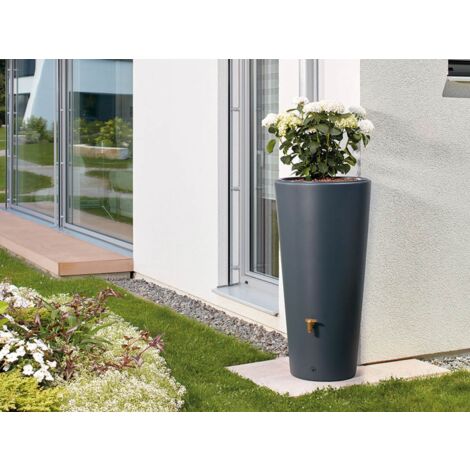 GRAF Réservoir Vaso 2en1 220L Graphite avec robinet PE imitation laiton et Collecteur Filtrant Eco Gris.