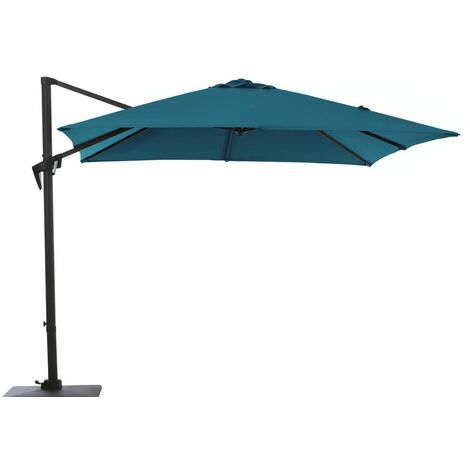 Proloisirs – Parasol déporté 3x3 m avec mât aluminium 45/64 mm – Ouverture manivelle – Toile polyester déperlant – 8 baleines acier – Pied à lester