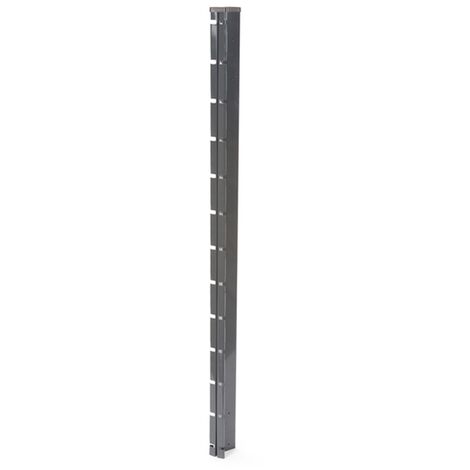 Poteau à encoches gris 1,07 m en acier thermolaqué – Pour panneaux rigides FILIAC – Solution pratique pour clôtures (1/3)