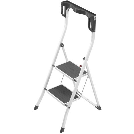 Hailo – Marchepied pliable 2 marches en acier – Hauteur de travail 2,25 m – Charge maximale 150 kg – Garde-corps extra-haut et marches larges