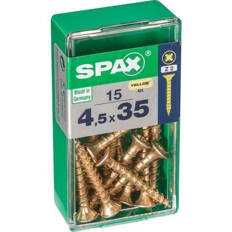 SPAX Lot de 15 vis acier tête fraisée pozidriv SPAX, Diam.4.5 mm x L.35 mm (1/5)