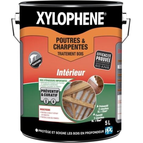Traitement du bois poutre et charpente action 20 ans, XYLOPHENE, 5 L