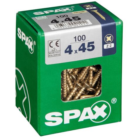 SPAX Lot de 100 vis acier tête fraisée pozidriv SPAX, Diam.4 mm x L.45 mm (1/5)