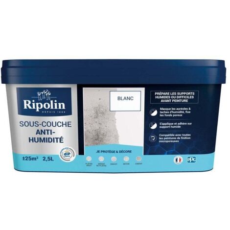Ripolin – Sous-couche anti-humidité 2,5L – Étanchéité pour supports humides – Masque auréoles et taches – Compatible toutes peintures microporeuses