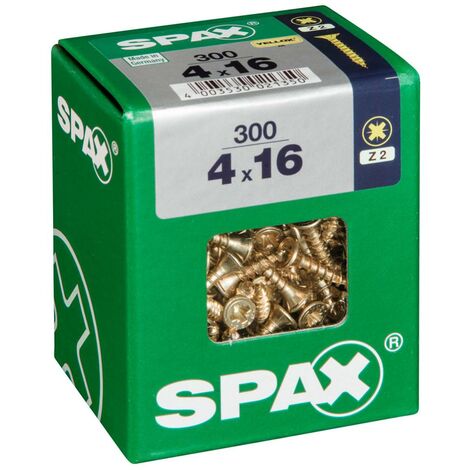 SPAX Lot de 300 vis acier tête fraisée pozidriv SPAX, Diam.4 mm x L.16 mm (1/5)