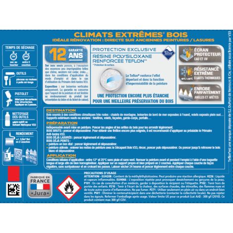 V33 Peinture bois extérieur Climats extrêmes® V33, anthracite satiné 0.5 l