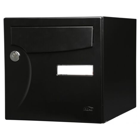 Renz – Boîte aux lettres normalisée 2 portes extérieure – Acier noir mat – Gouttière hydrofuge – Serrure anti-effraction – Dimensions 285x400mm