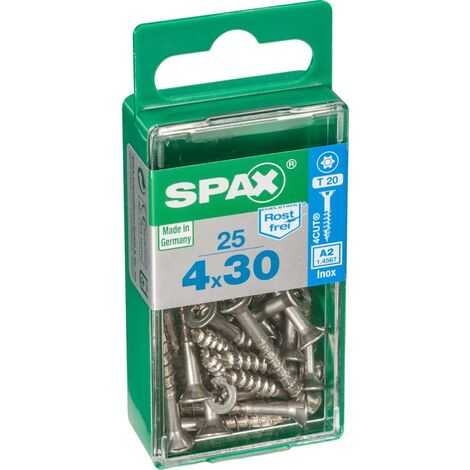 SPAX Lot de 25 vis inox tête fraisée torx SPAX, Diam.4 mm x L.30 mm (1/5)