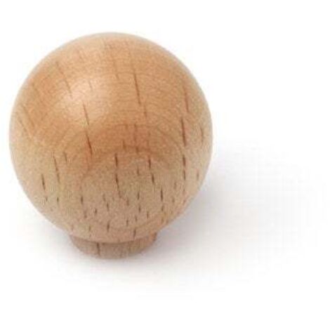 REI – Lot de 6 boutons de meuble boule en bois hêtre verni H.32 x l.29 x P.29 mm – Fixation à vis incluse – Pour personnaliser tiroirs et placards