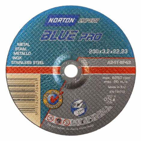 Disque Métal Pour Meuleuse Norton, Diam.230 X Ep.2.5 Mm