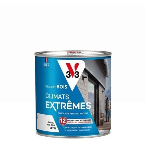 Peinture bois extérieur Climats extrêmes® V33, blanc satiné 0.5 l