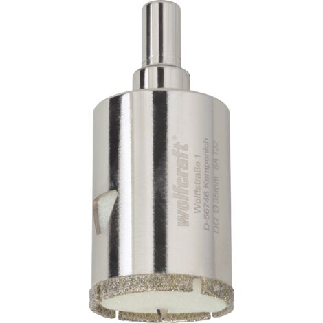 wolfcraft - Trépan Diamant pour Carrelage - Diamètre 35 mm - Profondeur de coupe 45 mm, avec Foret de Centrage - réf. 5926000