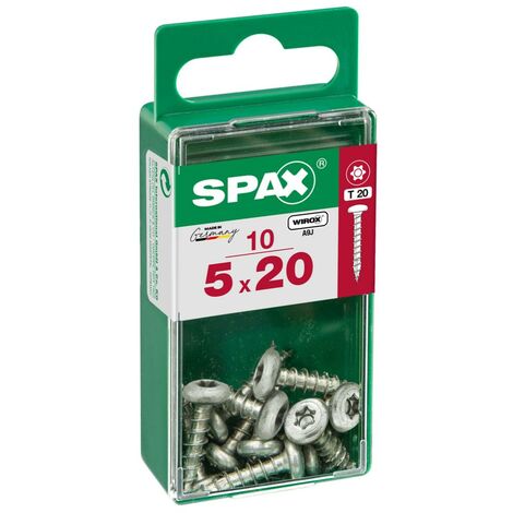 SPAX Lot de 10 vis acier tête ronde torx SPAX, Diam.5 mm x L.20 mm (1/4)