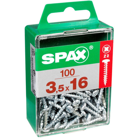 SPAX Lot de 100 vis acier tête ronde SPAX, Diam.3.5 mm x L.16 mm (1/2)