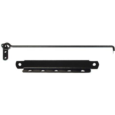 Afbat – Crochet sur platine et crémaillère acier prépeint – Longueur 350 mm – Hauteur 70 mm – Profondeur 20 mm – Pour volets en bois dur