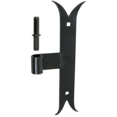 Afbat – Gond de porte en acier prépeint – Réversible avec axe amovible – Pour volets battants en bois – Pose à visser – Finition noire durable (1/2)