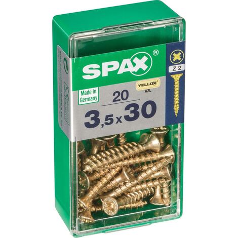 SPAX Lot de 20 vis acier tête fraisée pozidriv SPAX, Diam.3.5 mm x L.30 mm (1/5)