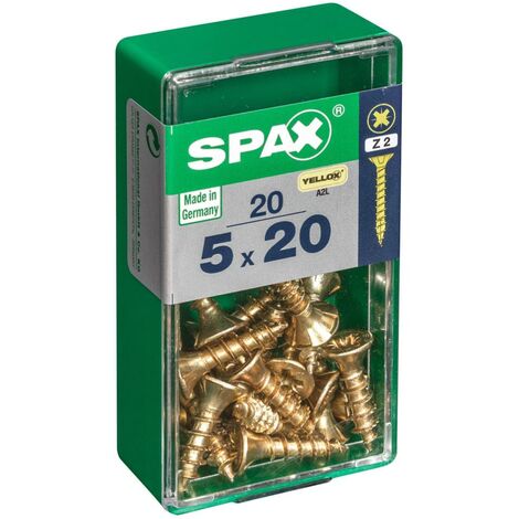 SPAX Lot de 20 vis acier tête fraisée pozidriv SPAX, Diam.5 mm x L.20 mm (1/5)