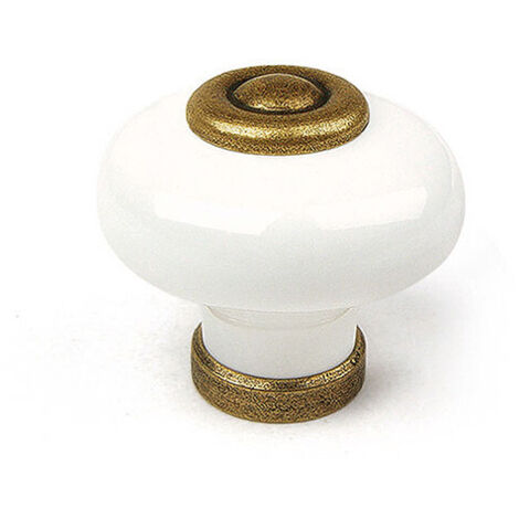 Lot De 4 Boutons De Meuble Rond Porcelaine Brillant H.28 X L.31 X P.31 Mm