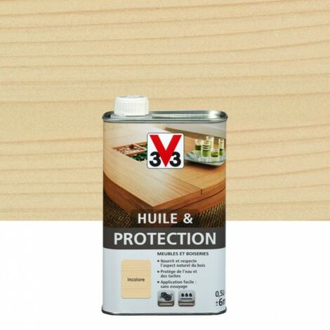 V33 – Huile pour bois incolore mat 0.5 l – Protection durable contre l'eau et les taches – Application facile sur tous types de bois