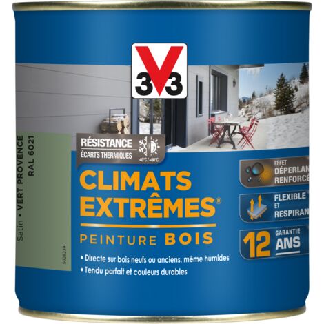 V33 Peinture bois extérieur Climats extrêmes® V33, vert provence satiné 0.5 l