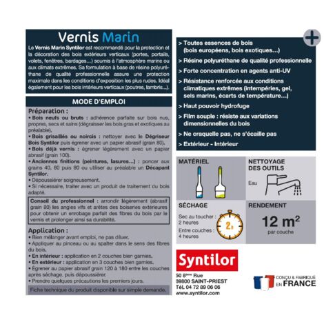 SYNTILOR Vernis marin bois SYNTILOR incolore satiné 0.25 l