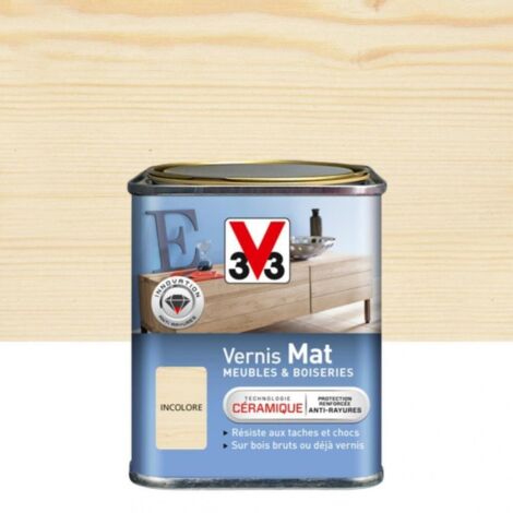 V33 – Vernis meuble et objet incolore mat 0.25l – Texture gélifiée anti-goutte – Protection durable contre rayures et taches