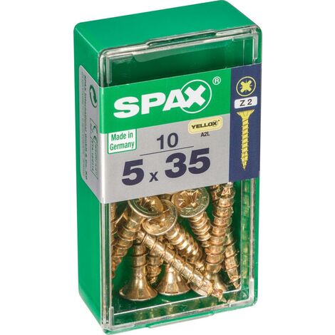 SPAX Lot de 10 vis acier tête fraisée pozidriv SPAX, Diam.5 mm x L.35 mm (1/5)