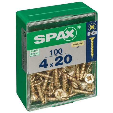 SPAX Lot de 100 vis acier tête fraisée pozidriv SPAX, Diam.4 mm x L.20 mm (1/5)