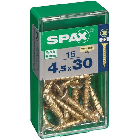 SPAX Lot de 15 vis acier tête fraisée pozidriv SPAX, Diam.4.5 mm x L.30 mm (1/5)