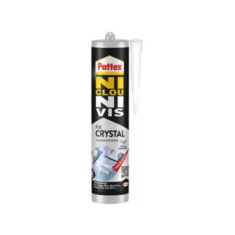 Pattex Ni Clou Ni Vis Tous Matériaux Crystal, colle de fixation de haute qualité, mastic transparent multi-supports, colle forte multi-usages, Cartouche de 290 g (1/5)