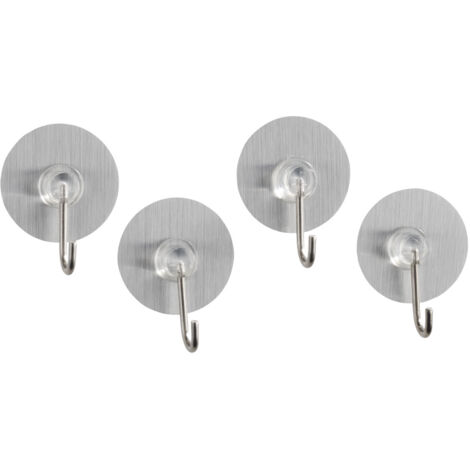 Wenko – Lot de 4 crochets muraux chromés Static-Loc – Fixation électrostatique – Pour surfaces lisses et imperméables – Dimensions 3.8x3.8x2.1cm (1/5)